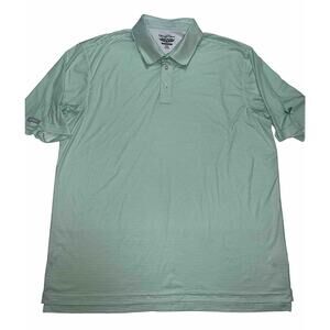 Straight Down Polo Shirt Men Size XXL Green Striped Performance Golf Embroidered